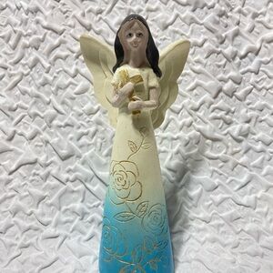 Angel Figurine with Gold and Blue Accents Preowned. Good Condition
